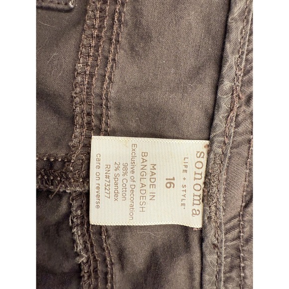 Sonoma Pants Womens 16 Brown Cargo Capri Hiking Gorpcore Outdoors Roll Tab Hem - Picture 3 of 10